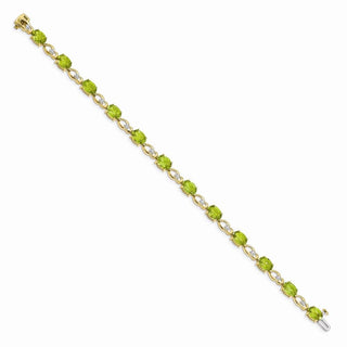 7" 14k Yellow Gold Peridot and Diamond Bracelet