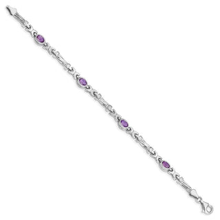 7" 10k White Gold Amethyst Bracelet
