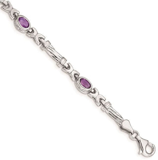 7" 14k White Gold Amethyst Bracelet BM4497-AM-W