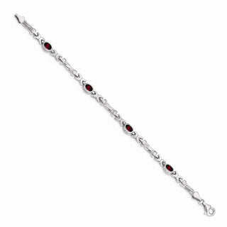 7" 14k White Gold Garnet Bracelet BM4497-GA-W