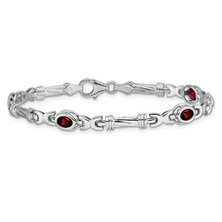 7" 14k White Gold Garnet Bracelet BM4497-GA-W