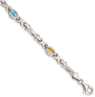 7" 14k White Gold Multicolor Rainbow Gemstone Bracelet