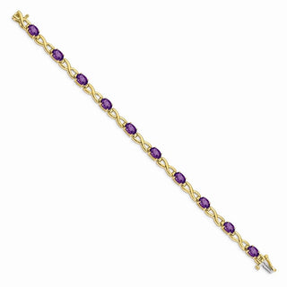 7" 14k Yellow Gold 7x5mm Oval Amethyst Bracelet BM4498-AM-Y