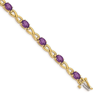 7" 14k Yellow Gold 7x5mm Oval Amethyst Bracelet BM4498-AM-Y