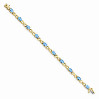 7" 14k Yellow Gold 7x5mm Oval Blue Topaz Bracelet BM4498-BT-Y