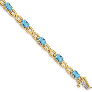 7" 14k Yellow Gold 7x5mm Oval Blue Topaz Bracelet BM4498-BT-Y