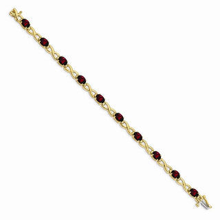 7" 14k Yellow Gold 7x5mm Oval Garnet Bracelet BM4498-GA-Y