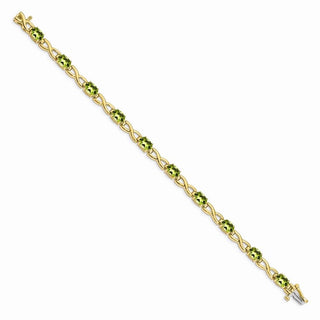 7" 14k Yellow Gold 7x5mm Oval Peridot Bracelet BM4498-PE-Y
