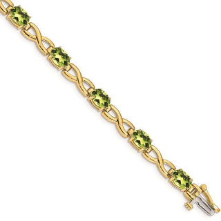 7" 14k Yellow Gold 7x5mm Oval Peridot Bracelet BM4498-PE-Y