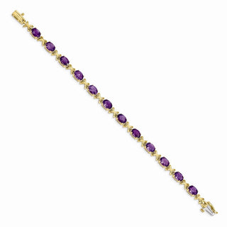 7" 14k Yellow Gold 7x5mm Oval Amethyst Bracelet BM4499-AM-Y