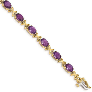 7" 14k Yellow Gold 7x5mm Oval Amethyst Bracelet BM4499-AM-Y