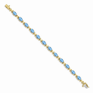 7" 14k Yellow Gold 7x5mm Oval Blue Topaz Bracelet BM4499-BT-Y