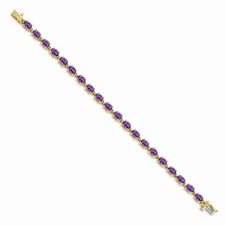 7" 14k Yellow Gold 6x4mm Oval Amethyst Bracelet