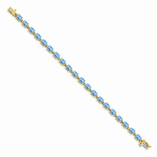 7" 14k Yellow Gold 6x4mm Oval Blue Topaz Bracelet BM4500-BT-Y