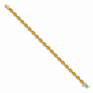 7" 14k Yellow Gold 6x4mm Oval Citrine Bracelet