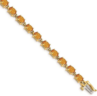 7" 14k Yellow Gold 6x4mm Oval Citrine Bracelet