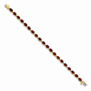 7" 14k Yellow Gold 6x4mm Oval Garnet Bracelet BM4500-GA-Y