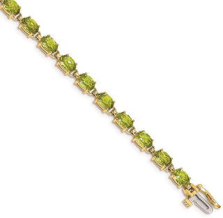 7" 14k Yellow Gold 6x4mm Oval Peridot Bracelet BM4500-PE-Y