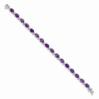 7" 14k White Gold Amethyst Bracelet BM4501-AM-W