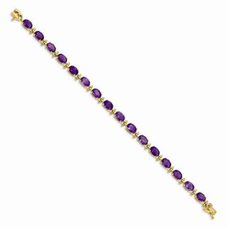 7" 14k Yellow Gold Amethyst Bracelet