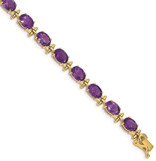 7" 14k Yellow Gold Amethyst Bracelet