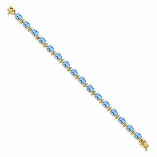 7" 14k Yellow Gold Blue Topaz Bracelet