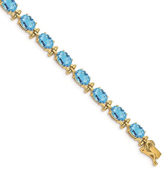 7" 14k Yellow Gold Blue Topaz Bracelet