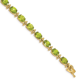 7" 14k Yellow Gold Peridot Bracelet