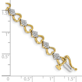 14k Yellow Gold Diamond Heart Link Bracelet