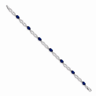 7" 14k White Gold Infinity Diamond and Sapphire Bracelet