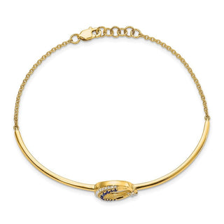 7"+0.5" 14k Yellow Gold Diamond and Sapphire Moon and Star Bar Bracelet
