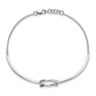 7"+0.5" 14k White Gold Diamond and Emerald Circle Bracelet