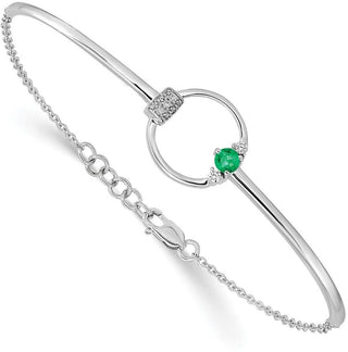 7"+0.5" 14k White Gold Diamond and Emerald Circle Bracelet
