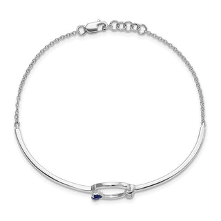 7"+0.5" 14k White Diamond and Blue Sapphire Circle Bracelet