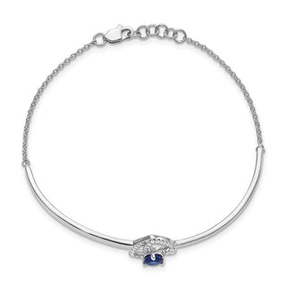 7"+0.5" 14k White Gold Diamond/Sapphire Triangles Bracelet