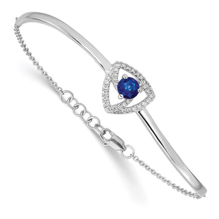 7"+0.5" 14k White Gold Diamond/Sapphire Triangles Bracelet