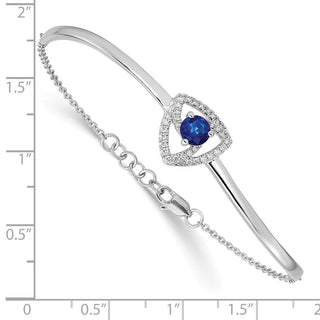 7"+0.5" 14k White Gold Diamond/Sapphire Triangles Bracelet