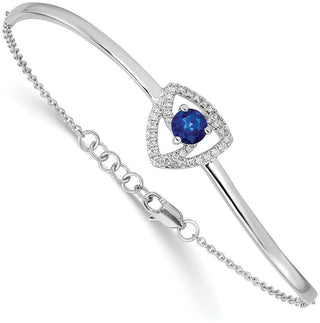 7"+0.5" 14k White Gold Diamond/Sapphire Triangles Bracelet