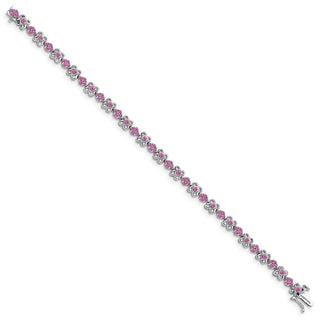 7" 14k White Gold Lab-Created Pink Sapphire Bracelet