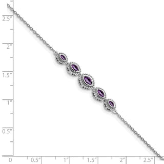 7" 14k White Gold Marquise Amethyst Bracelet