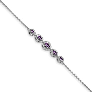7" 14k White Gold Marquise Amethyst Bracelet