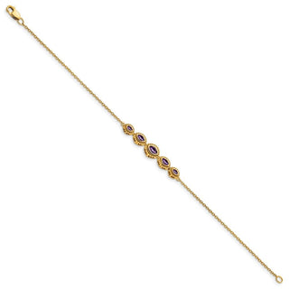 7" 14k Yellow Gold Marquise Amethyst Bracelet