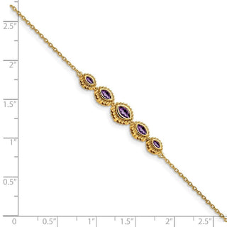 7" 14k Yellow Gold Marquise Amethyst Bracelet