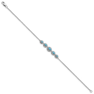 7" 14k White Gold Marquise Blue Topaz Bracelet