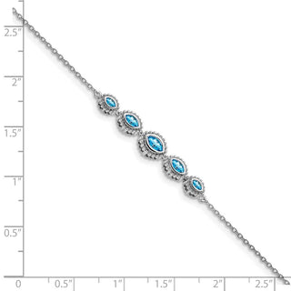 7" 14k White Gold Marquise Blue Topaz Bracelet