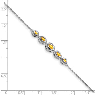 7" 14k White Gold Marquise Citrine Bracelet