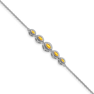7" 14k White Gold Marquise Citrine Bracelet