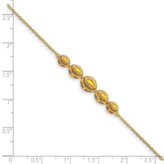 7" 14k Yellow Gold Marquise Citrine Bracelet