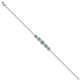 7" 14k White Gold Marquise Emerald Bracelet