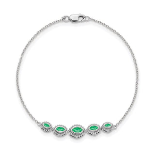 7" 14k White Gold Marquise Emerald Bracelet